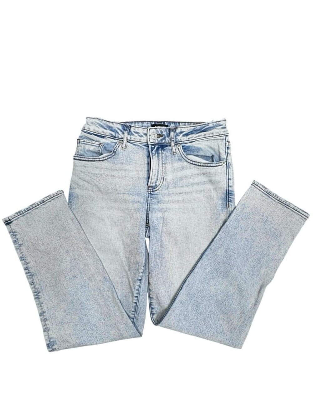 Grunge 90s Style Express Acid Wash Boyfriend Mid Rise Jeans Women’s 4 Long